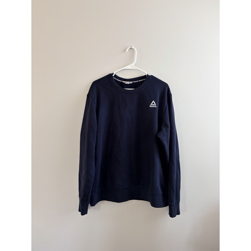 Reebok Navy Blue Pullover Sweatshirt Crew Neck Men's XL, casual, gorpcore, gym